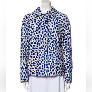 Akris Punto Deer Fawn Print Blue White Jacket